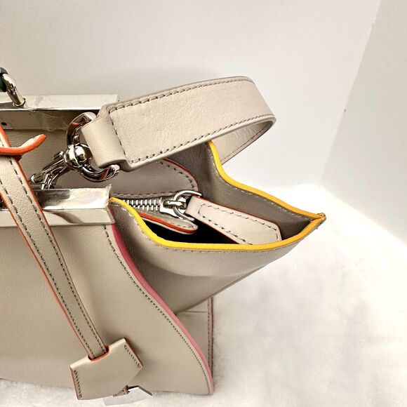 FENDI 3Jours Grey Calfskin Leather Satchel Bag Multicolor Trim Italy $ 2950 - Picture 5 of 16